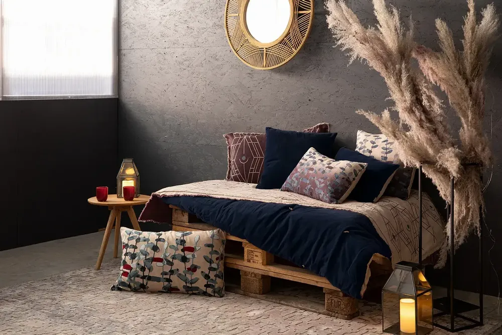 Plaids - Plaid points noués Elise Cobalt 140 x 200 - MAISON VIVARAISE - SDE VIVARAISE WINKLER