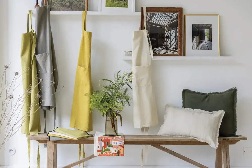 Aprons - Ada Recycled Kitchen Apron Ombre 72 X 85 - MAISON VIVARAISE - SDE VIVARAISE WINKLER