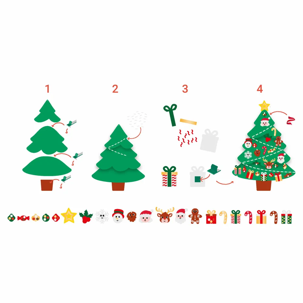 Children's games - Buildable felt Christmas tree - Giant Christmas tree - LOOLIPO