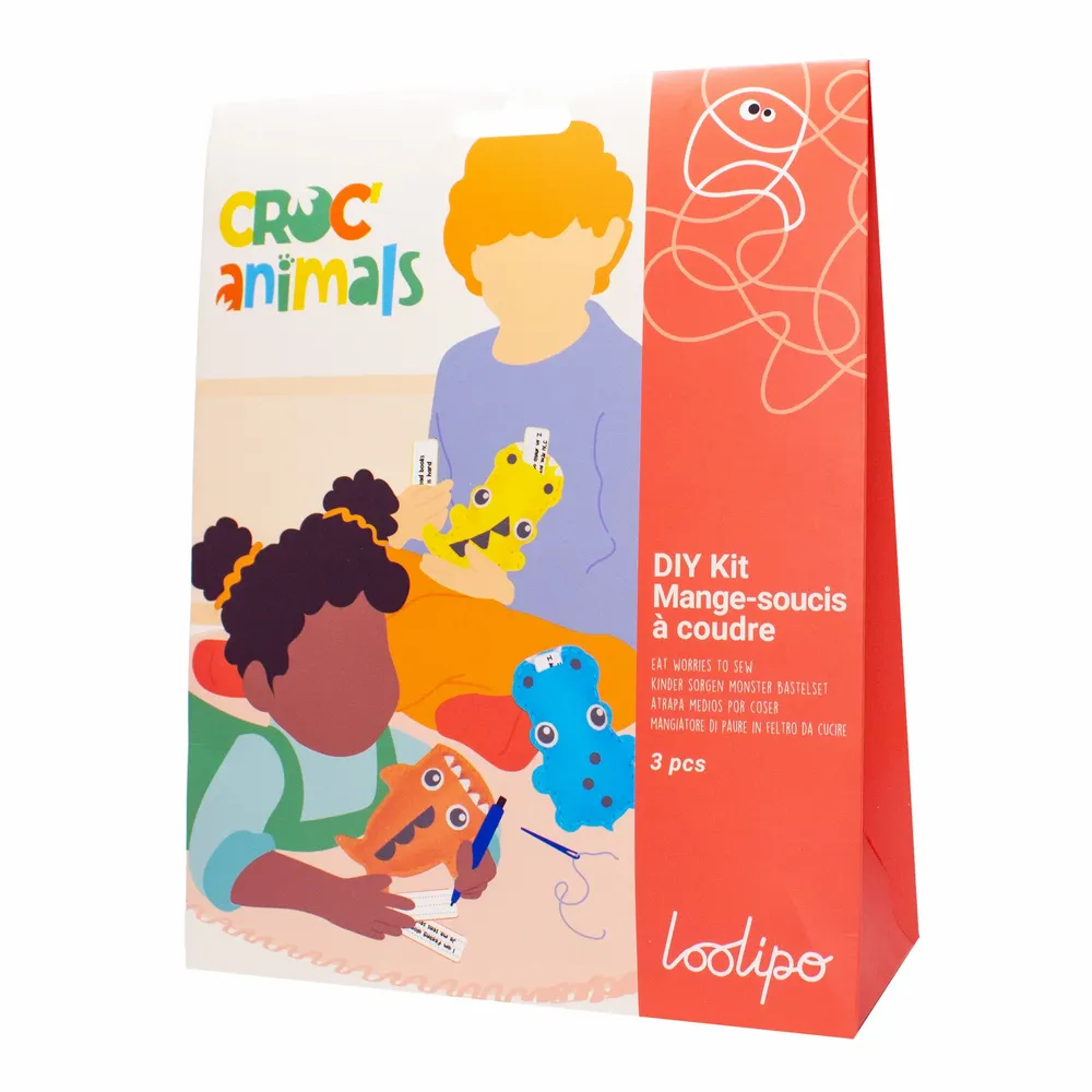 Children's games - 3 marigold feet sewing kit - Croc Animals - LOOLIPO