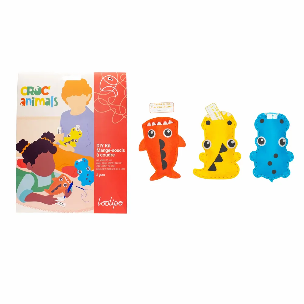 Children's games - 3 marigold feet sewing kit - Croc Animals - LOOLIPO