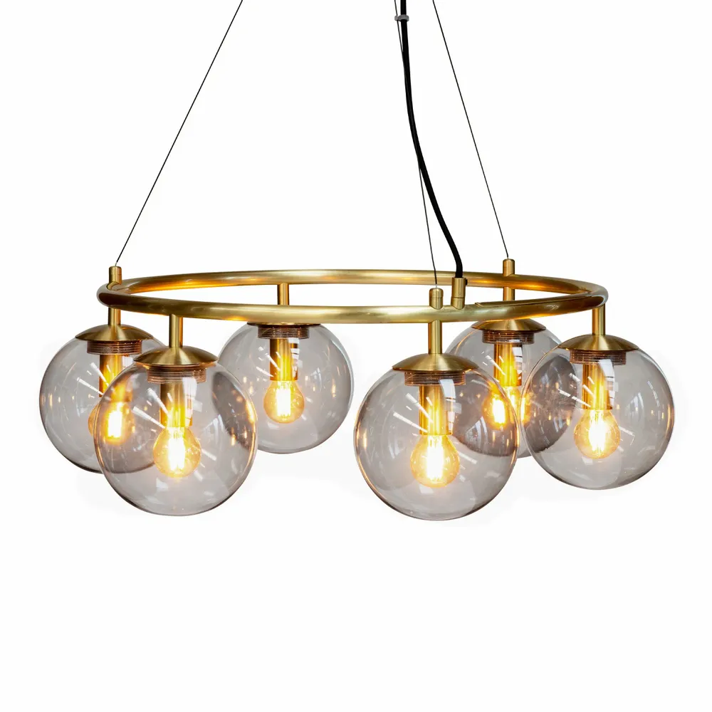 Hanging lights - Como brass ceiling lamp round with 5 domes - DYBERG LARSEN