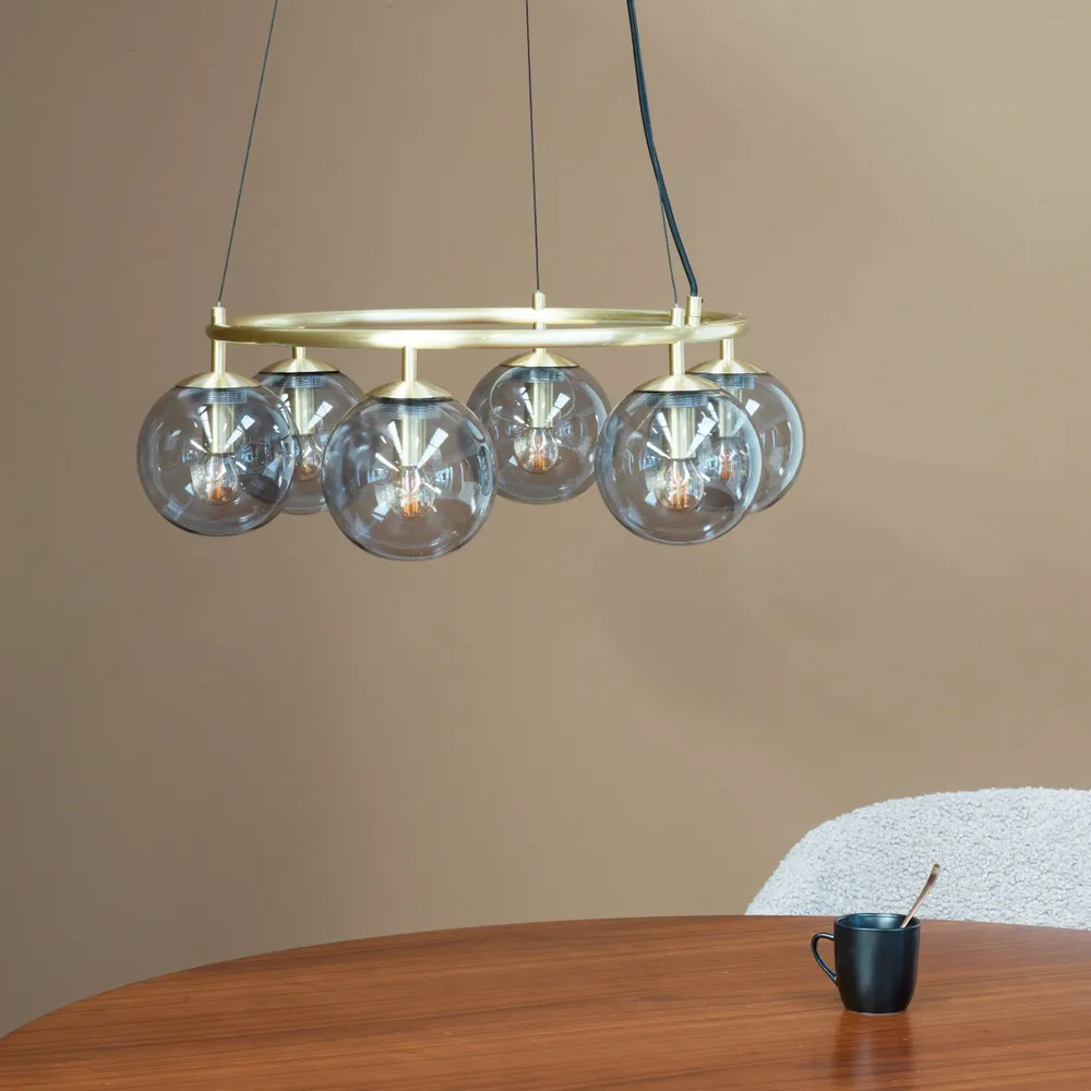 Hanging lights - Como brass ceiling lamp round with 5 domes - DYBERG LARSEN