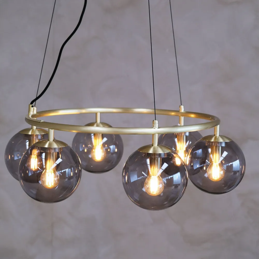 Hanging lights - Como brass ceiling lamp round with 5 domes - DYBERG LARSEN