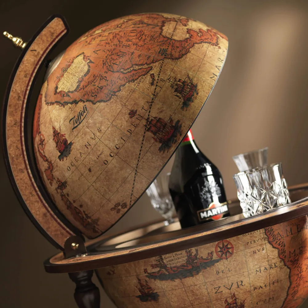 Chariots pour restaurants - Zoffoli Bar Globe Explora Honey Brown d.40cm - ZOFFOLI MAPPAMONDI
