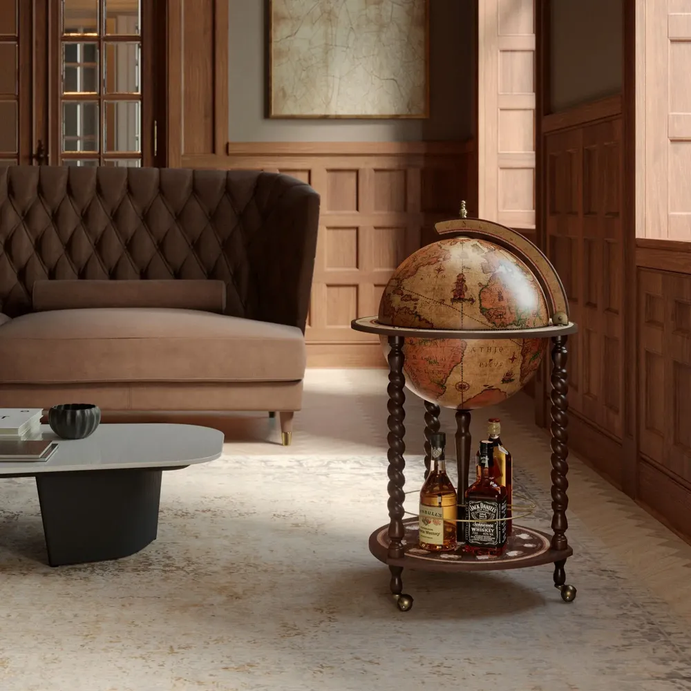 Chariots pour restaurants - Zoffoli Bar Globe Explora Honey Brown d.40cm - ZOFFOLI MAPPAMONDI