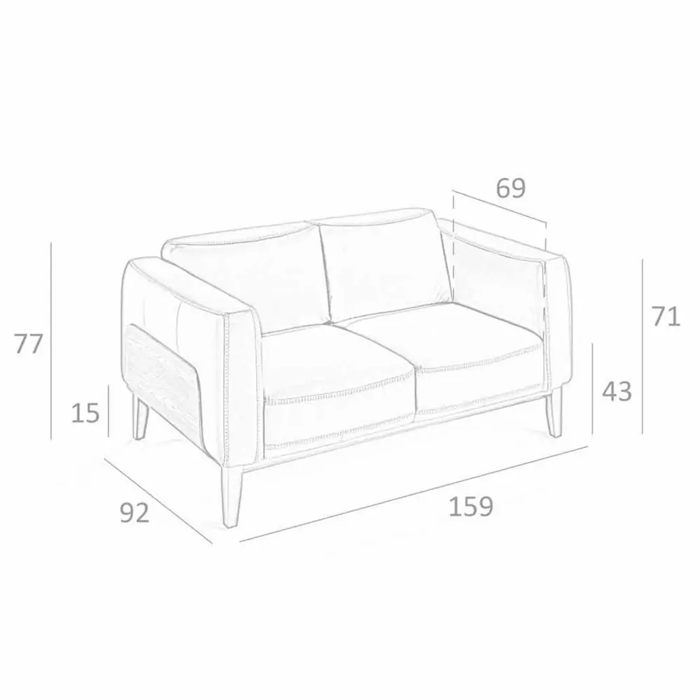 Canapés - Canapé 2 places rembourré en cuir avec détails en noyer - ANGEL CERDÁ