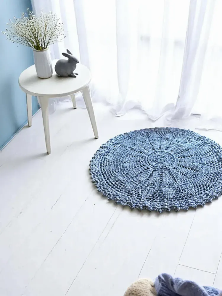 Contemporary carpets - Istanbul Crochet Rug –Handmade Monochrome Rug with Unique Design 110cm - MAISON ZOE