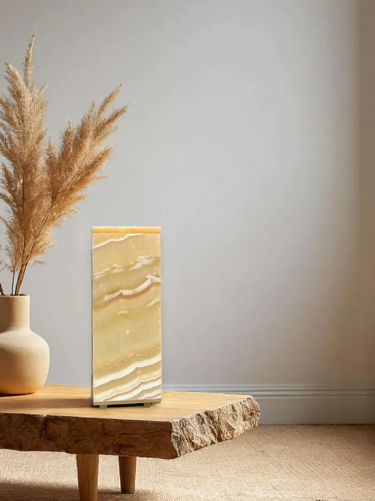 Desk lamps - Pillar Table Lamp - Alabaster Stone - handcrafted ecological 30cm - MAISON ZOE