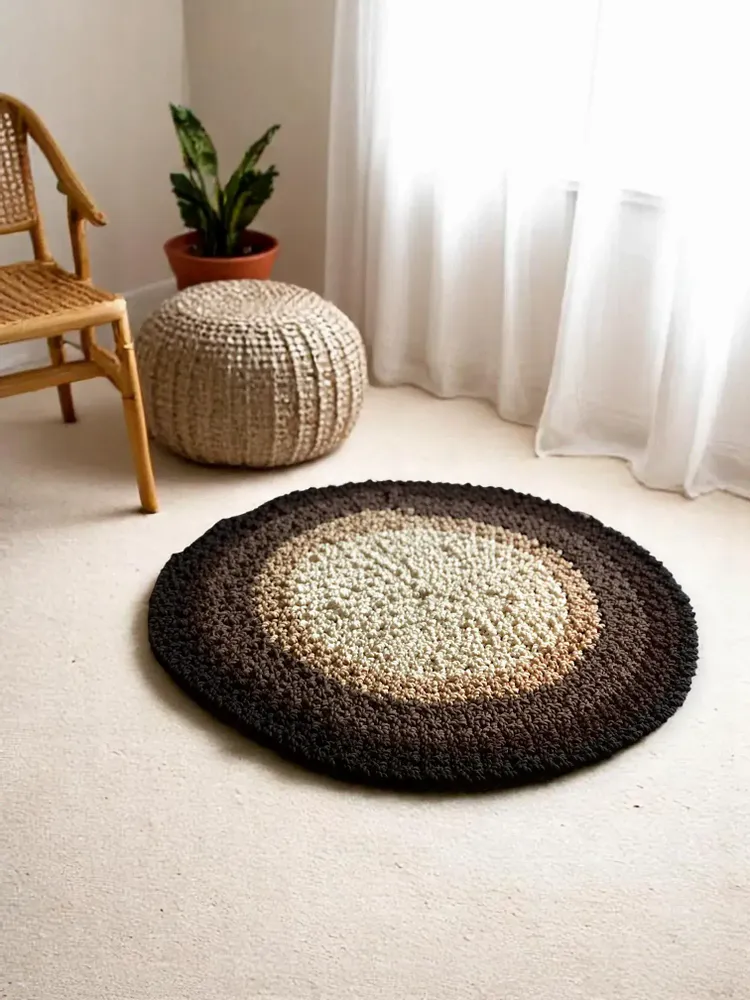 Contemporary carpets - Dublin Rug – Beige/Rose Finish - Polychrome Crocheted - elegant 85cm - MAISON ZOE