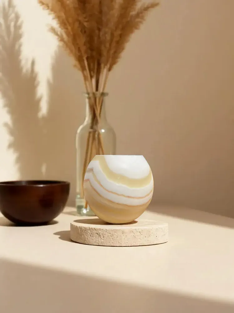 Bougeoirs et photophores - Bougeoir Luxy Alabaster Stone — Design élégant et artisanal - bougie - MAISON ZOE