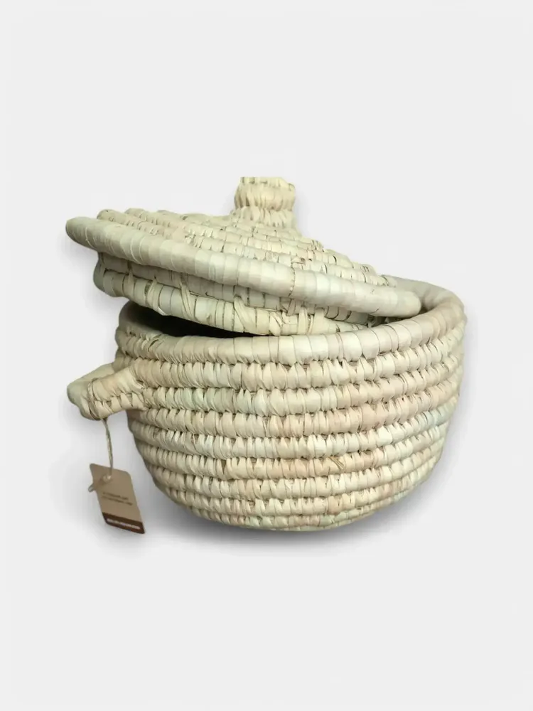 Boîtes de rangement - Panier en paille Wilery -Tissé à main avec des touches de laine coloré - MAISON ZOE