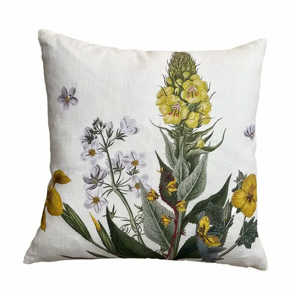 Coussins textile - Housse de coussin avec des fleurs jaunes – 100 % lin. 50 x 50 cm - KOUSTRUP & CO