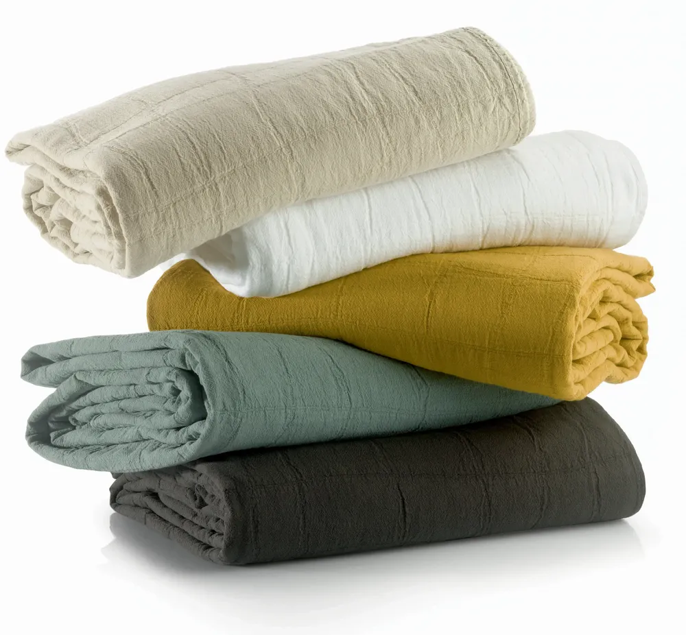 Linge de lit - Jeté recyclé Titou Vert de gris 180 x 260 - MAISON VIVARAISE - SDE VIVARAISE WINKLER