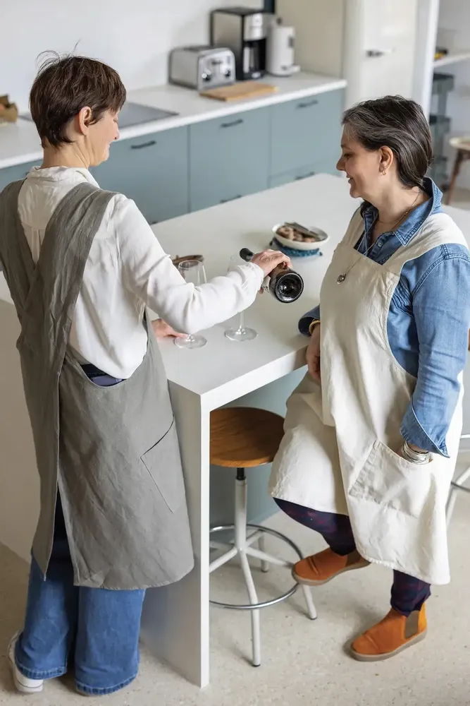 Aprons - Haru Recycled Japanese Kitchen Apron Ficelle 78 X 100 - MAISON VIVARAISE - SDE VIVARAISE WINKLER