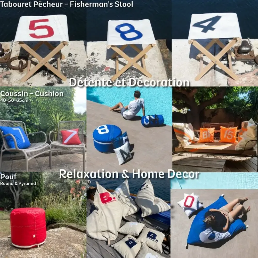 Decorative objects - Furniture-Decoration - recycled sail -made in France- eco-responsible - LES TOILES DU LARGE