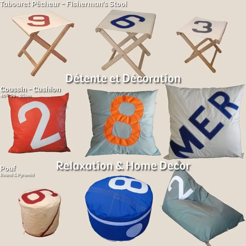 Decorative objects - Furniture-Decoration - recycled sail -made in France- eco-responsible - LES TOILES DU LARGE