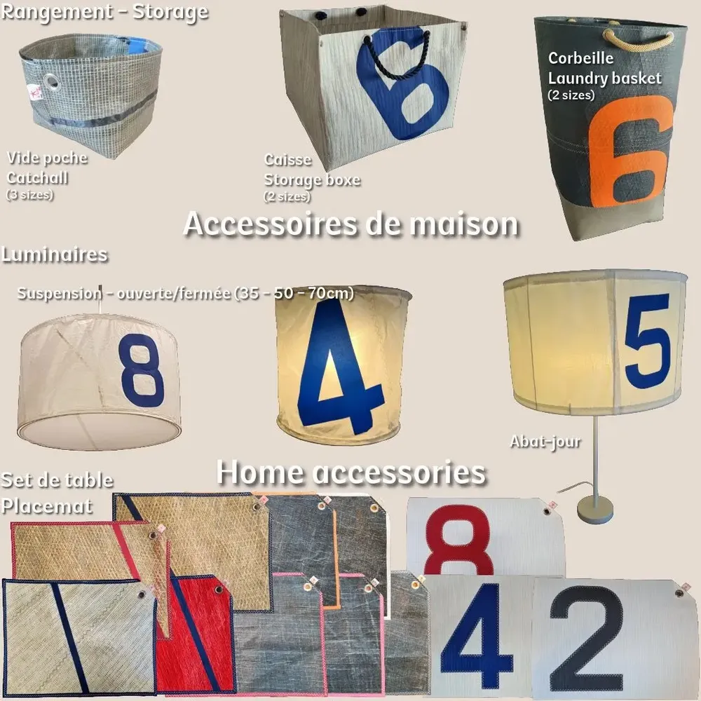 Decorative objects - Furniture-Decoration - recycled sail -made in France- eco-responsible - LES TOILES DU LARGE