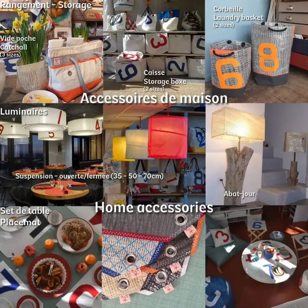 Decorative objects - Furniture-Decoration - recycled sail -made in France- eco-responsible - LES TOILES DU LARGE
