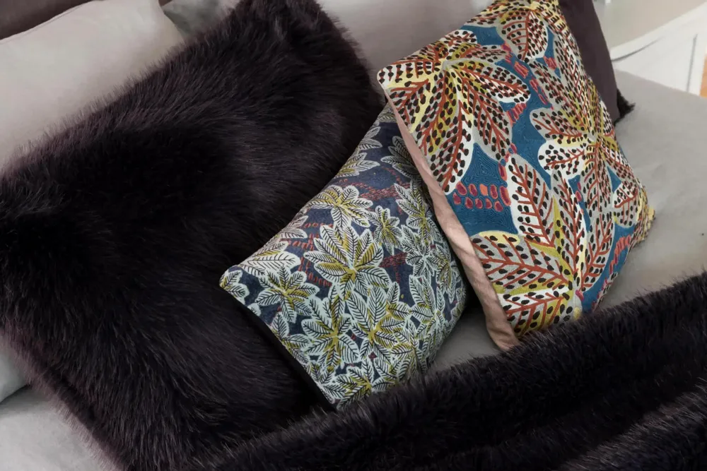 Coussins - Coussin imprimé Ariane Pétrole 30 x 50 - MAISON VIVARAISE - SDE VIVARAISE WINKLER