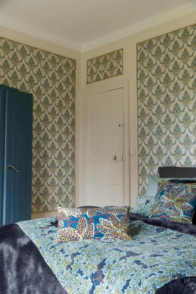 Linge de lit - Edredon imprimé Ariane Pétrole 85 x 200 - MAISON VIVARAISE - SDE VIVARAISE WINKLER