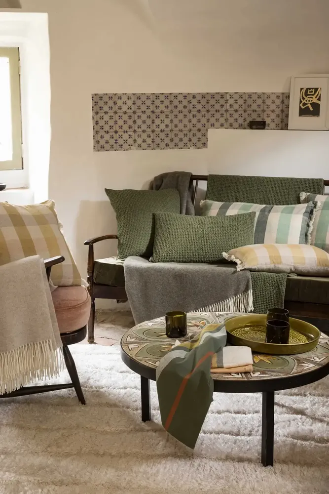 Throw blankets - Recycled Throw Maia Eucalyptus 140 X 200 - MAISON VIVARAISE - SDE VIVARAISE WINKLER