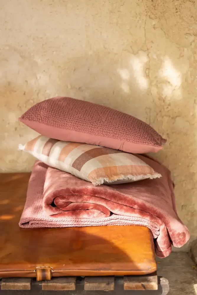 Linge de lit - Jeté de lit recyclé Maia Terracotta 260 x 260 - MAISON VIVARAISE - SDE VIVARAISE WINKLER
