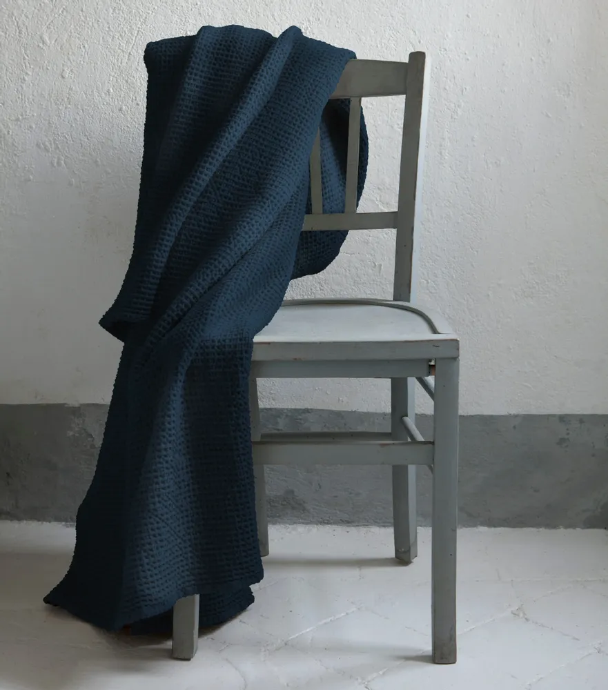 Bed linens - Recycled Throw Maia Navy 240 X 260 - MAISON VIVARAISE - SDE VIVARAISE WINKLER