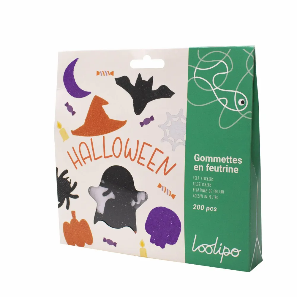 Loisirs créatifs pour enfant - Gommettes en feutrine pailletée - Halloween - LOOLIPO