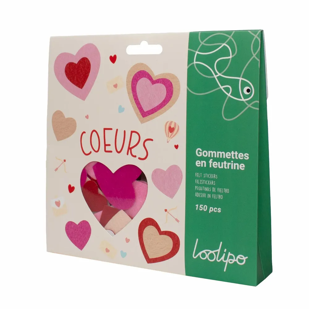 Children's arts and crafts - Felt stickers - Hearts - LOOLIPO
