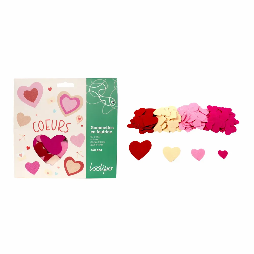 Children's arts and crafts - Felt stickers - Hearts - LOOLIPO