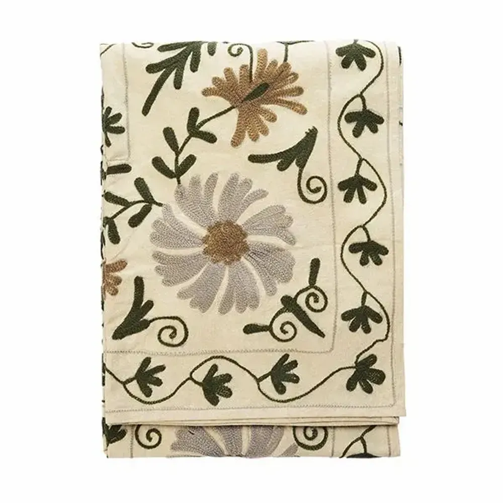 Throw blankets - Suzani embroidered cotton throw - MADAM STOLTZ