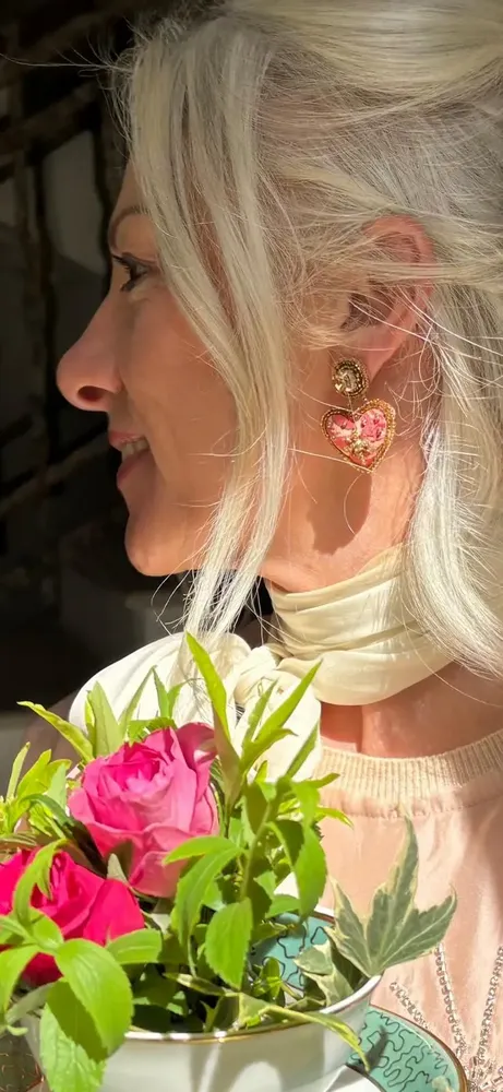 Bijoux - Boucles d'oreilles coeur brodées - I WAS A SARI