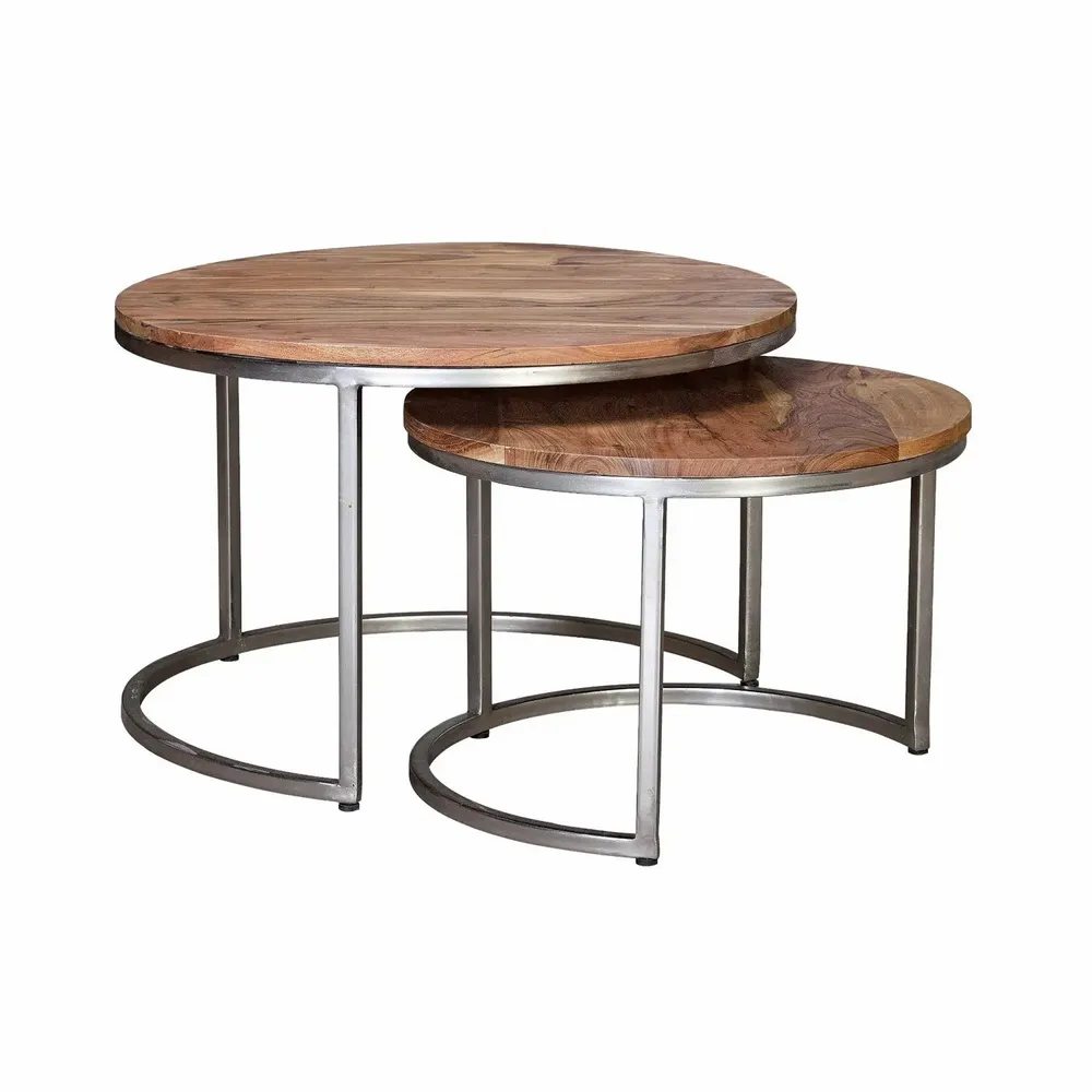 Coffee tables - Coffee table in natural mango wood and metal legs - GINER Y COLOMER