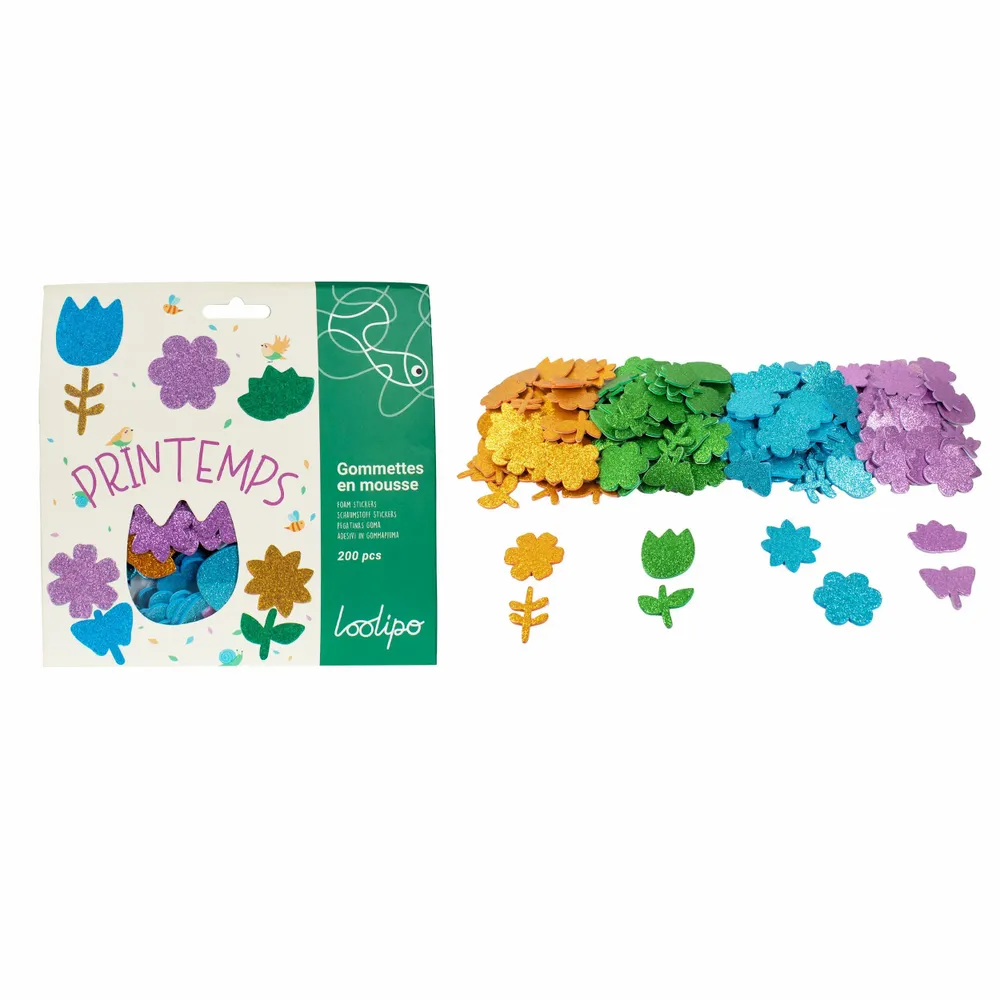 Loisirs créatifs pour enfant - Gommettes en mousse pailletée - Printemps - LOOLIPO