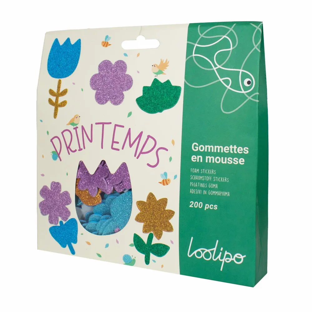 Loisirs créatifs pour enfant - Gommettes en mousse pailletée - Printemps - LOOLIPO