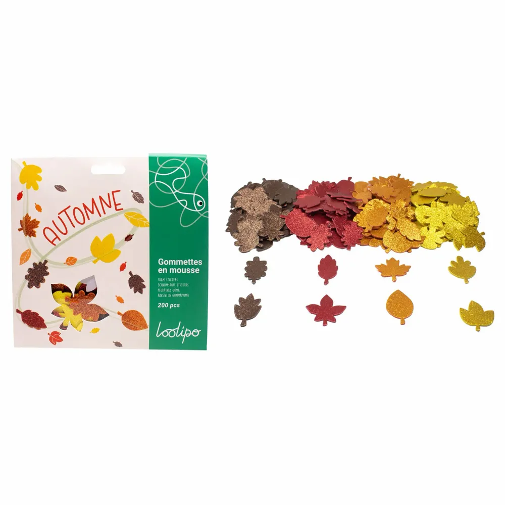 Loisirs créatifs pour enfant - Gommettes en mousse pailletée - Automne - LOOLIPO