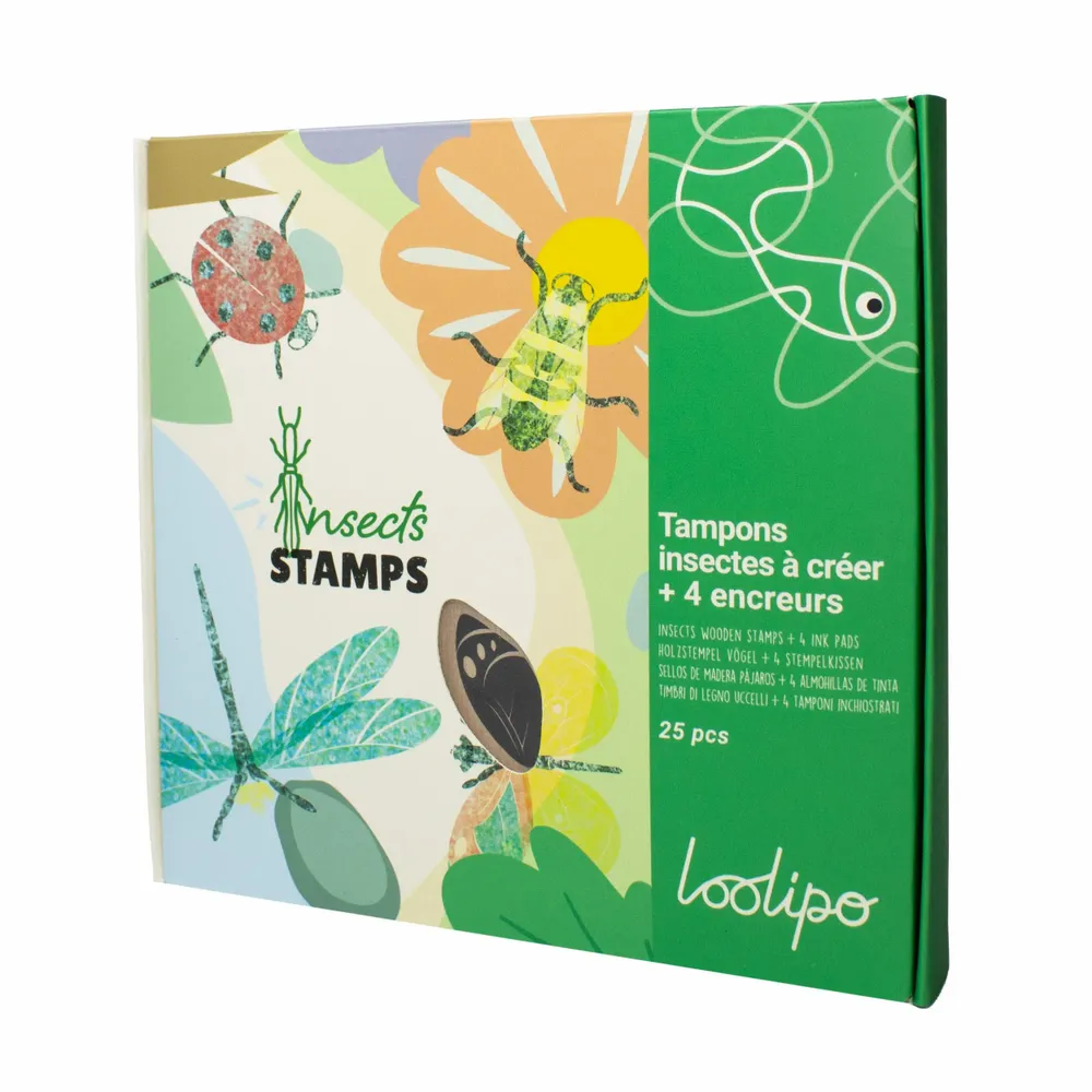 Loisirs créatifs pour enfant - TAMPONS INSECTES À CRÉER + 4 ENCREURS - LOOLIPO