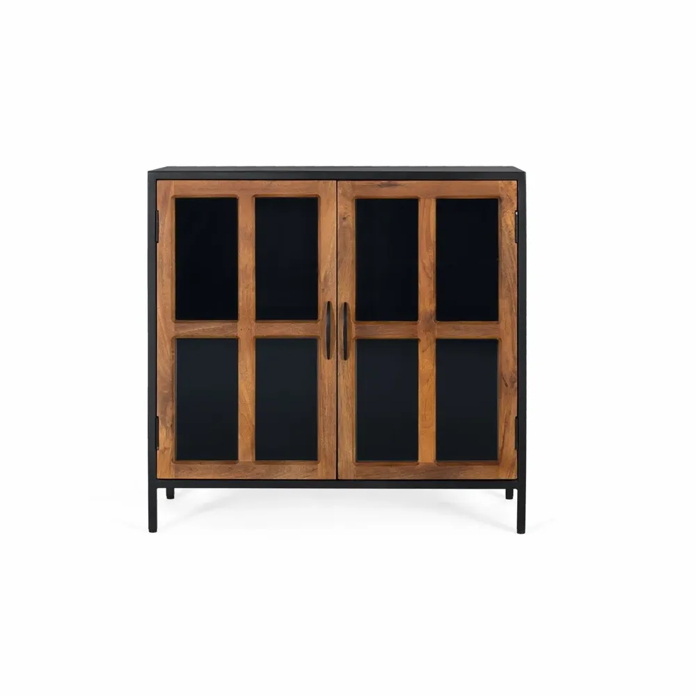 Buffets - Buffet avec 2 portes vitrées et structure en métal noir - GINER Y COLOMER