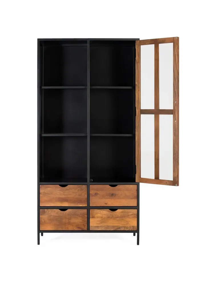Sideboards - Showcase with 4 drawers and a glass door with metal structure - GINER Y COLOMER