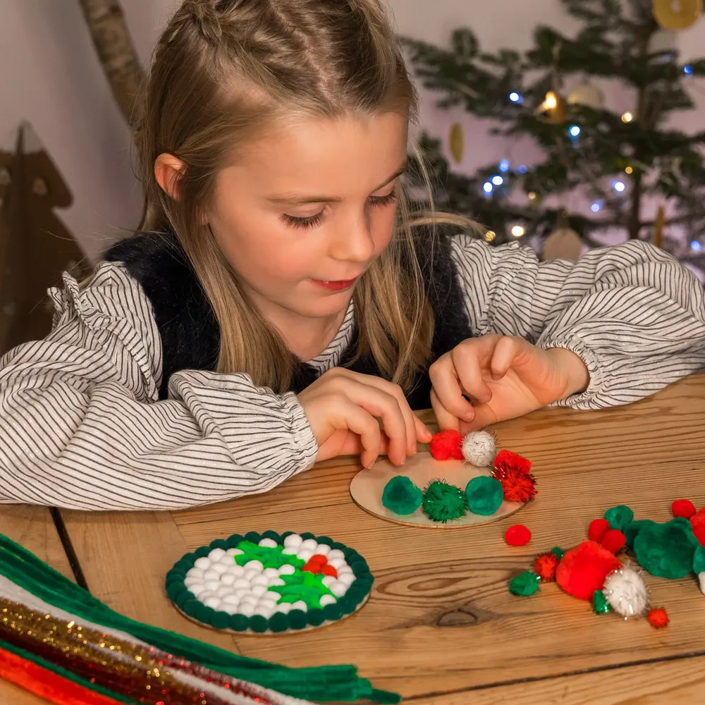 Loisirs créatifs pour enfant - Maxi pack chenilles, yeux mobiles & pompons - Noël - LOOLIPO