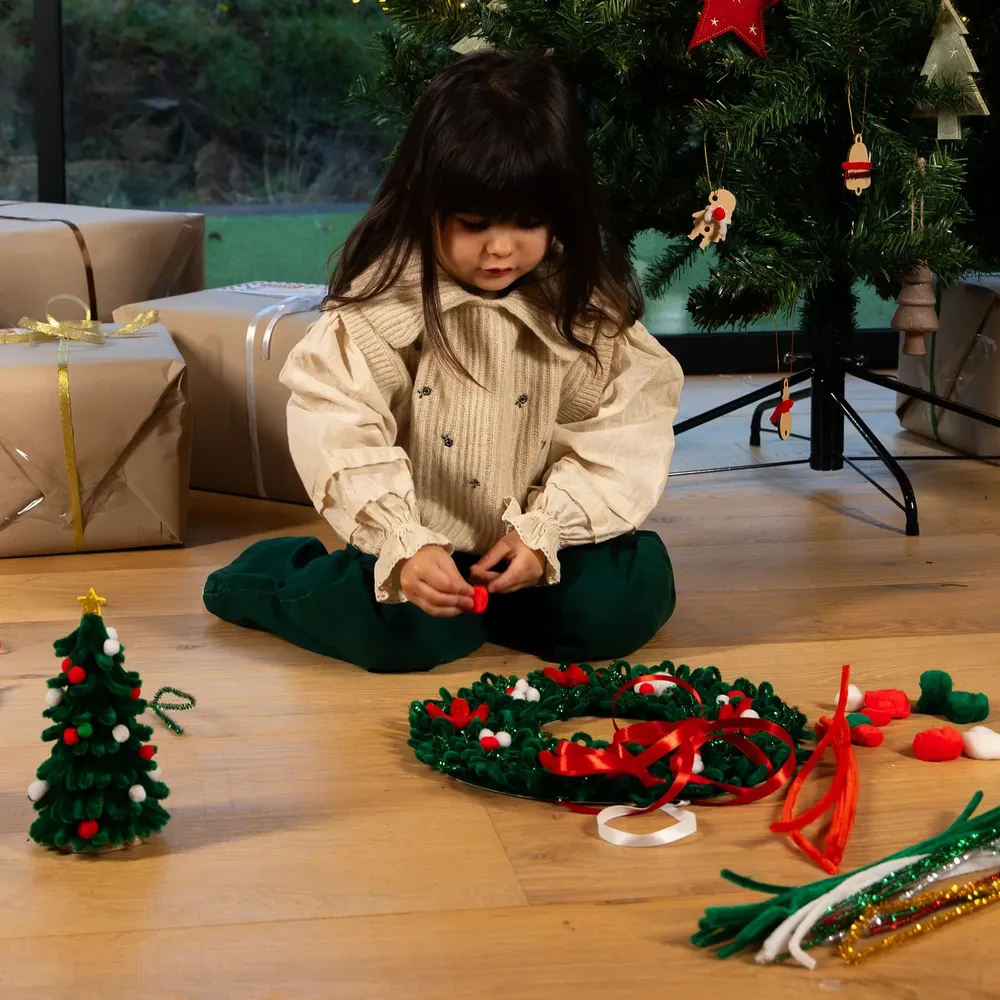 Loisirs créatifs pour enfant - Maxi pack chenilles, yeux mobiles & pompons - Noël - LOOLIPO