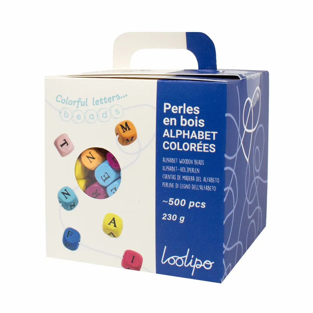 Loisirs créatifs pour enfant - PERLES EN BOIS COLORÉES - ALPHABET - LOOLIPO