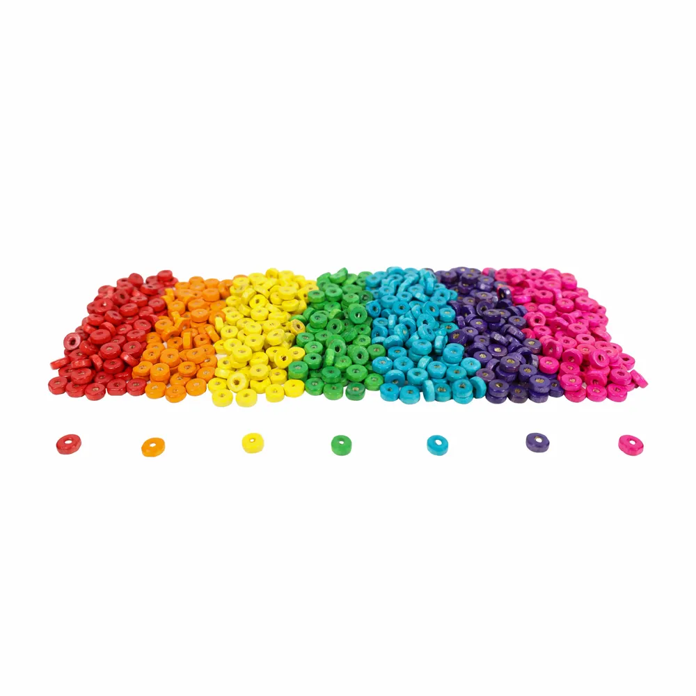 Loisirs créatifs pour enfant - Perles en bois - Rondelles colorées perles en bois - Rondelles coloré - LOOLIPO