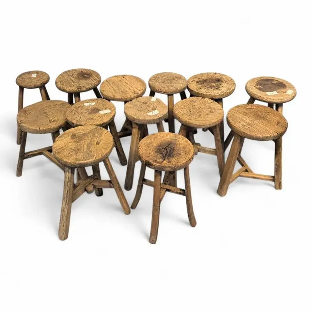 Stools - Old round stool - PAGODA INTERNATIONAL