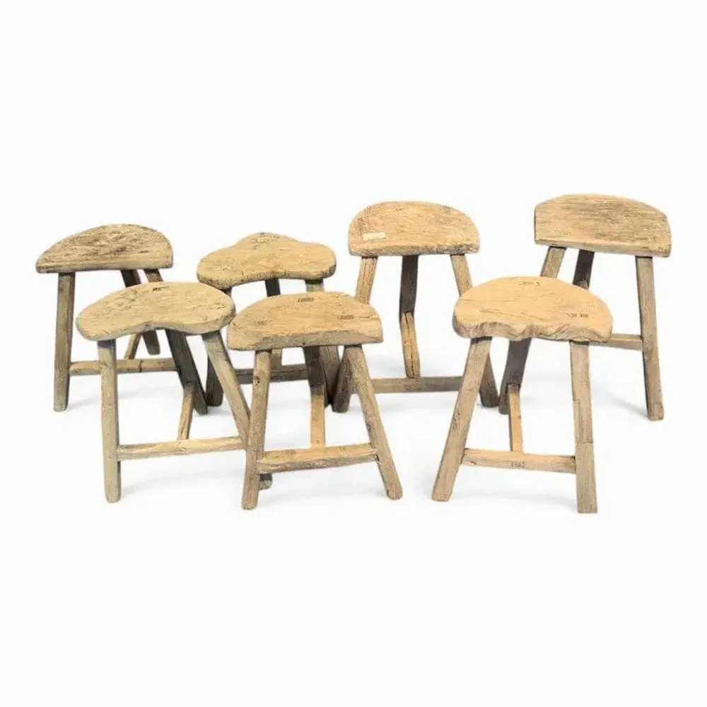 Stools - Old round stool - PAGODA INTERNATIONAL