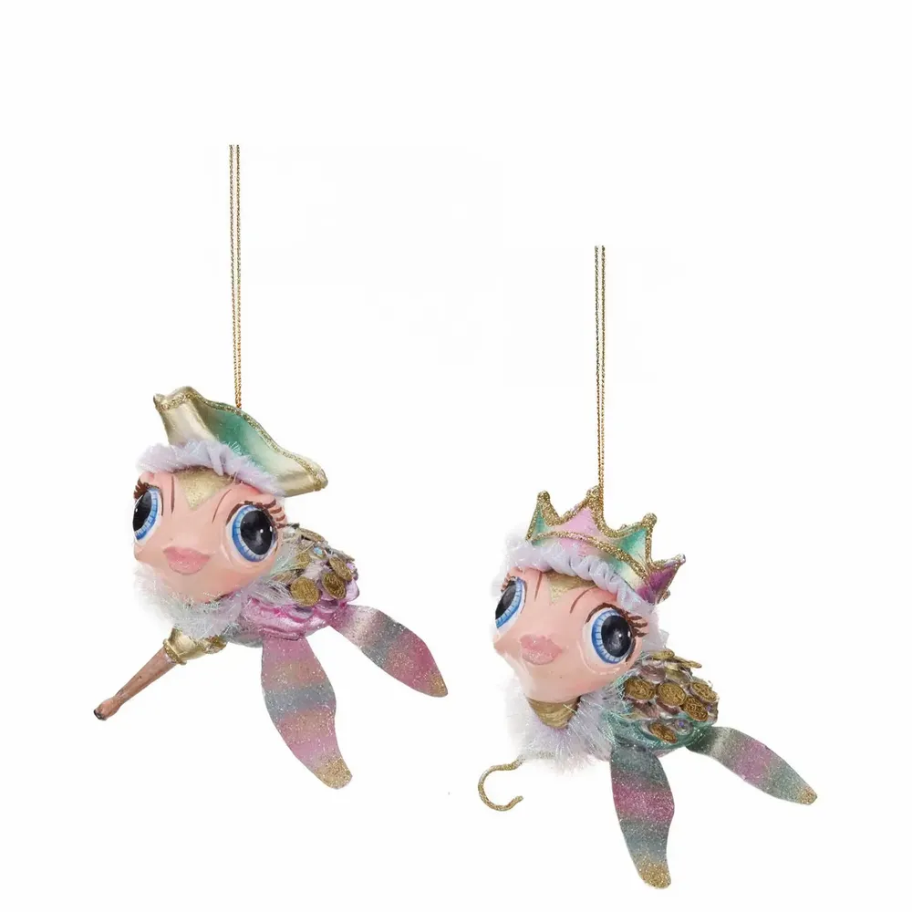Autres décorations de Noël - TREAS.PIRATE TURTLE ORN ASS/2 GLD/PNK/GREN 12CM - GOODWILL M&G