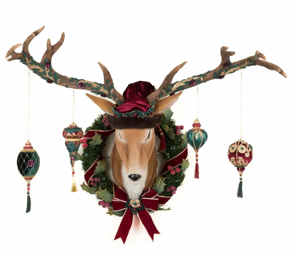 Autres décorations de Noël - WINT.BALSAM/BERRY ORN.DEER MURAL PC MARRON 92CM - GOODWILL M&G
