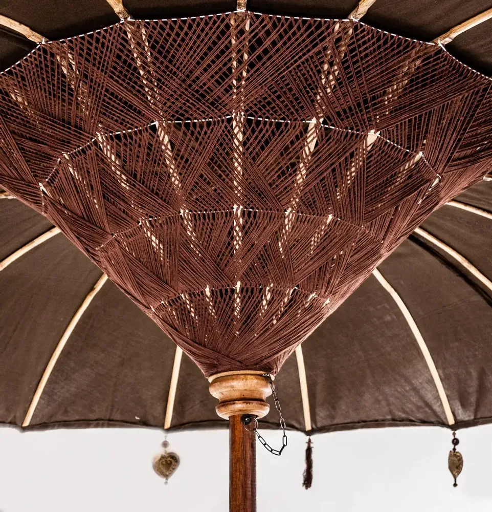 Parasols - Parasol en bois de mindi couleur marron cassé en 185x185x260 cm - VICAL