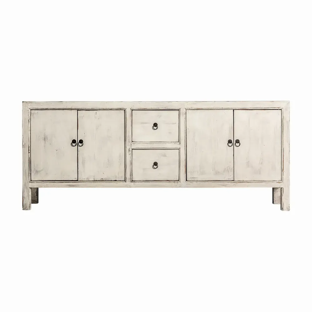 Sideboards - Sideboard in recycled pine wood off off white washed finish colour in - VICAL
